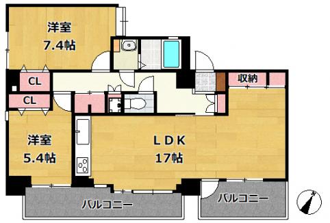 神戸市中央区中町通 中古マンション間取画像