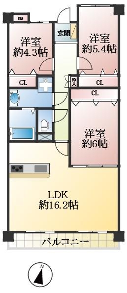 神戸市東灘区北青木 中古マンション間取画像